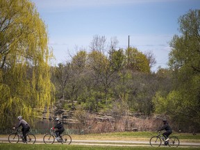 Cyclists were out enjoying the  Sir John A. Macdonald Parkway that was closed to traffic west bound, Sunday May 17, 2020.