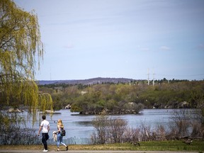 People were out enjoying the  Sir John A. Macdonald Parkway that was closed to traffic west bound, Sunday May 17, 2020.