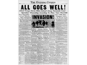 The front page of the Ottawa Citizen on June 6, 1944, following the D-Day invasion of Normandy.