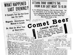 Some of the stories and ads that appeared in the Ottawa Citizen in 1910, when Halley's Comet returned.