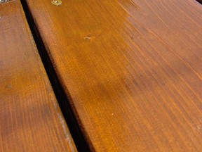 This film-forming finish makes decks look like furniture. Although impressive in appearance, film-forming finishes do require stripping and refinishing at least every three to five years.