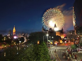 Canada Day fireworks over the Château Laurier.