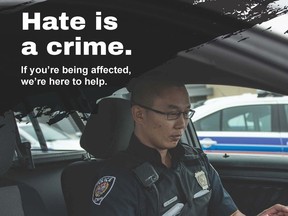 Ottawa police launched a campaign encouraging residents to report racist incidents and hate-motivated crimes. Posters were available in English, French and Chinese. May 12, 2020