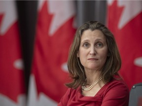 Deputy Prime Minister and Minister of Intergovernmental Affairs Chrystia Freeland is seen at a news conference in Ottawa earlier this spring.