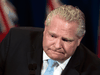 Ontario Premier Doug Ford fights back tears as he answers question about a disturbing report from the Canadian military regarding five Ontario long-term-care homes during his daily COVID-19 update at Queen's Park in Toronto on May 26, 2020.