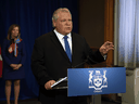 Ontario Premier Doug Ford speaks about more COVID-19 testing at his daily briefing at Queen's Park on May 21, 2020.