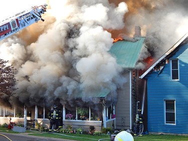 A fire destroyed three homes south of downtown Almonte on Wednesday, May 20, 2020.