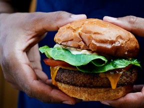 The Noma cheeseburger is made with dry-aged flank steak "spiced up with beef garum."