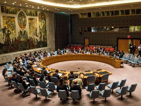 A meeting of the UN Security Council.
