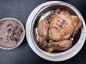 Roast  chicken with mushroom gravy from Absinthe