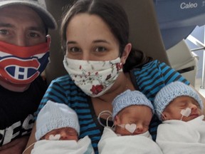 Lee and Lacey Paquette of Alexandria recently welcomed identical triplet boys: Emmett, Wyatt and Sawyer.