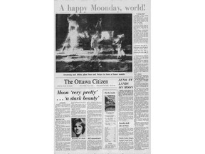 The Ottawa Citizen's front page of July 21, 1969 announced humankind's first steps on the moon.