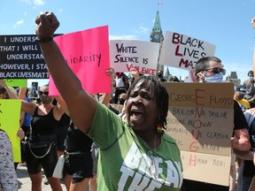 Thousands participating in the Parliament Hill portion of the Black Lives Matter protest in Ottawa on Friday.