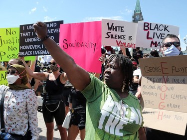 Thousands gathered in front of Parliament Hill in Ottawa to protest/march for George Floyd, June 05, 2020.