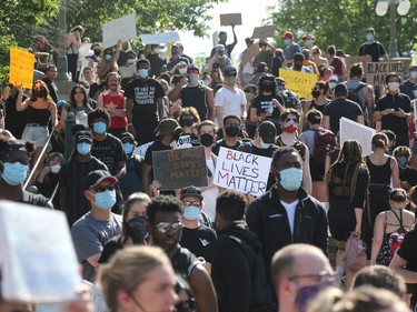 Thousands gathered on near the American Embassy in Ottawa to protest/march for George Floyd, June 05, 2020.