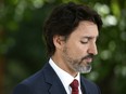 CP-Web.  Prime Minister Justin Trudeau speaks during a news conference on the COVID-19 pandemic outside his residence at Rideau Cottage in Ottawa, on Thursday, June 18, 2020.