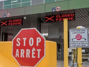 FILE PHOTO: Two closed Canadian border checkpoints.