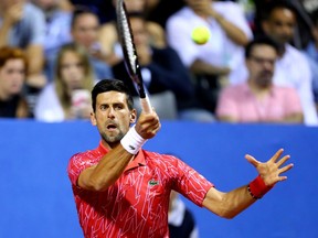 FILE PHOTO: Tennis - Adria Tour - Zadar, Croatia - June 20, 2020  Serbia's Novak Djokovic in action during his match against Croatia's Borna Coric.