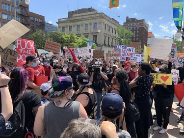 OTTAWA- People gather near Parliament for a George Floyd solidarity march.