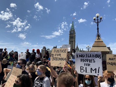 OTTAWA- People gather near Parliament for a George Floyd solidarity march.