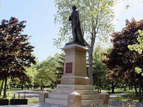 The statue of Sir John A. Macdonald in City Park. (Matt Scace/For The Whig-Standard)