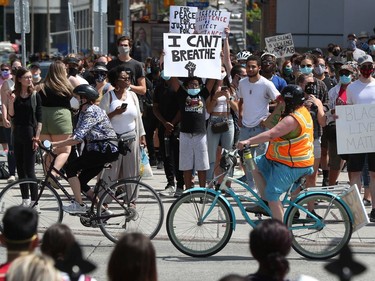 OTTAWA - Thousands of people gathered to join a Black Lives Matter protest and a support march for march for George Floyd in downtown Ottawa Friday June 5, 2020.