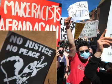 OTTAWA - Thousands of people gathered to join a Black Lives Matter protest and a support march for march for George Floyd in downtown Ottawa Friday June 5, 2020. Protesters gathered in front of the US Embassy in Ottawa Friday.