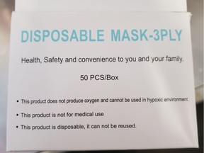 A Renfrew paramedic found a box of masks marked 'not for medical use' in an ambulance on June 5.