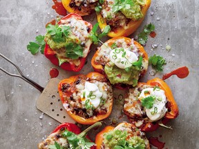Chicken taco-stuffed bell peppers from What's Gaby Cooking: Eat What You Want.