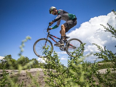 Deryk Worrall rides at the Carlington Bike Park Wednesday July 29, 2020.