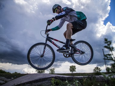 Deryk Worrall rides at the Carlington Bike Park Wednesday July 29, 2020.