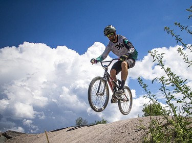 Deryk Worrall rides at the Carlington Bike Park Wednesday July 29, 2020