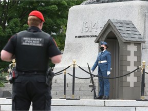 The National Sentry program started  at the National War Memorial on Monday, July 13, 2020.