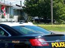 OPP cordoned off the residential street, Lemay Circle, in Rockland Friday following a homicide that left one person dead and another in hospital earlier. 