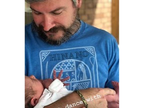 TSN Sportscaster Dan O'Toole, with his newborn daughter Oakland.