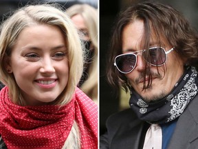 A combination of pictures shows US actress Amber Heard (L) and her former husband US actor Johnny Depp (R) arriving on the second day of Depp's libel action against News Group Newspapers (NGN), at the High Court in London, on July 8, 2020.