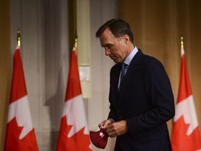 Minister of Finance Bill Morneau leaves a press conference last week after releasing the federal government's Economic and Fiscal Snapshot 2020.