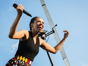 Kellylee Evans performs during the RBC Bluesfest Drive-In Series on Friday evening.