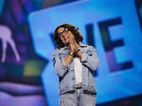 Margaret Trudeau speaks at the We Day event in Toronto, on Sept. 20, 2018. Mental-health advocate