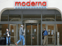 The headquarters of Moderna Inc, which is developing a vaccine against the COVID-19 coronavirus, in Cambridge, Massachusetts.