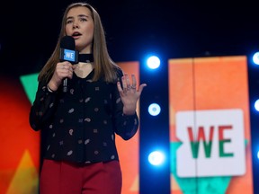 Over 16,000 students and educators gathered for We Day at Canadian Tire Centre in Ottawa Wednesday Nov 9, 2016. Clare Morneau, 17-year old author of Kakula Girls, speaks at We Day Wednesday.
