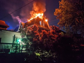 Ottawa Fire Services at the scene of a two-alarm fire at 644 Chapel Street in Sandy Hill.