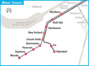 OTTAWA- West end stage 2 O-Train expansion station names.