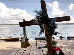 New items, including a bird house, have been added to a memorial to Damian Sobieraj near the place where he died at Hardy Park in Brockville on Sept. 13, 2018.