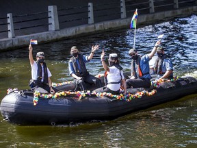 HMCS Carleton, a Canadian Forces naval reserve, held a small flotilla that made its way along the Rideau Canal on Sunday as part of the last weekend of this year's edition of Capital Pride.