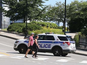 Police activity on MacKenzie Bridge.