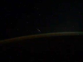 While passing over Antarctica and Australia, Russian cosmonaut Ivan Vagner was recording video of the southern lights when captured a strange phenomenon.