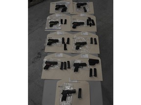 Weapons seized June 16  allegedly being smuggled into Canada near Glen Walter, in the Cornwall area.