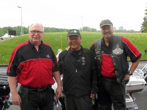 Jim Summers, Keith Fong and Mike Pearson at the start of the 2012 TELUS Ride for Dad.