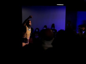 Rapper Kanye West gestures to the crowd as he holds his first rally in support of his presidential bid in North Charleston, South Carolina